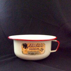 Vintage White and Red Enamel Pan New old stock